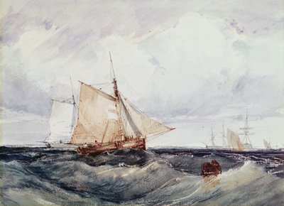 A Cutter and Other Ships in a Strong Breeze by Richard Parkes Bonington